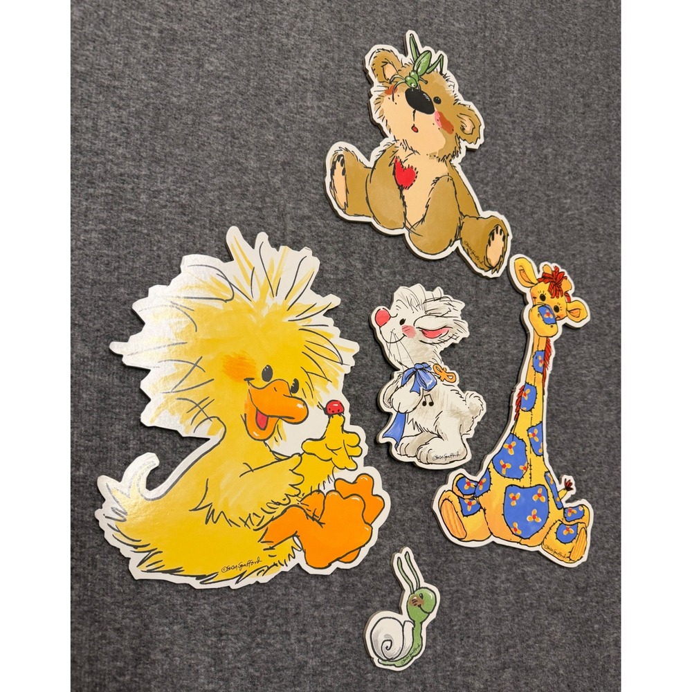 Vintage Suzys Zoo Refrigerator Magnets Set Duck Bear Bunny Giraffe Snail 5pc